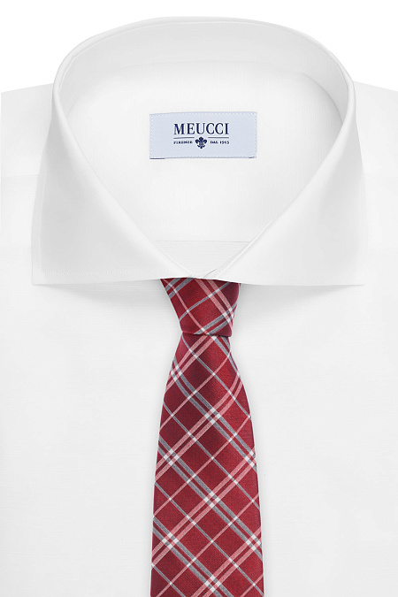 Красный галстук в косую клетку для мужчин бренда Meucci (Италия), арт. 46119/3 - фото. Цвет: Красный. Купить в интернет-магазине https://shop.meucci.ru
