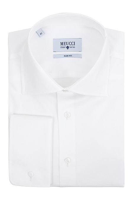 Модная мужская классическая белая рубашка под запонки арт. SL 9202304 R 10172/151304Z от Meucci (Италия) - фото. Цвет: Белый. Купить в интернет-магазине https://shop.meucci.ru

