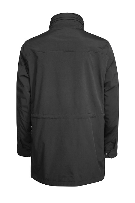 Ветровка черная со скрытым капюшоном в воротнике  для мужчин бренда Meucci (Италия), арт. M-E-115 Black - фото. Цвет: Черный. Купить в интернет-магазине https://shop.meucci.ru
