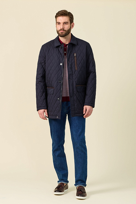 Утепленная стеганая куртка в классическом стиле для мужчин бренда Meucci (Италия), арт. 5230 - фото. Цвет: Темно-синий. Купить в интернет-магазине https://shop.meucci.ru
