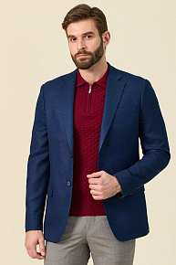 Синий пиджак из смеси шерсти, шелка и льна  (MI 1200181EZ/11722)