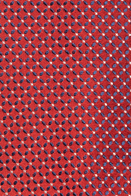 Красный галстук из шелка с мелким цветным орнаментом для мужчин бренда Meucci (Италия), арт. EKM212202-74 - фото. Цвет: Красный, цветной орнамент. Купить в интернет-магазине https://shop.meucci.ru

