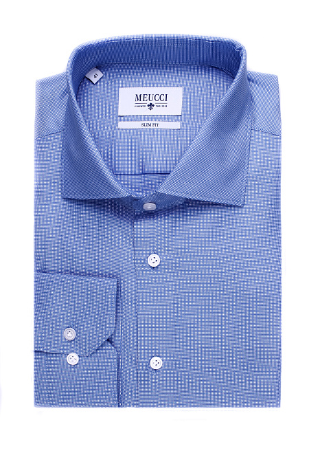Модная мужская сорочка арт. SL 90102 R 22171/141256 от Meucci (Италия) - фото. Цвет: Синий. Купить в интернет-магазине https://shop.meucci.ru

