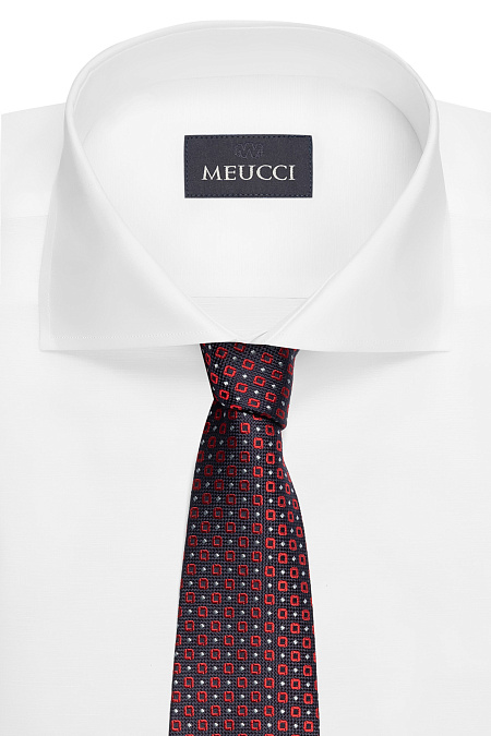 Темно-синий галстук из шелка с цветным орнаментом для мужчин бренда Meucci (Италия), арт. EKM212202-26 - фото. Цвет: Темно-синий, цветной орнамент. Купить в интернет-магазине https://shop.meucci.ru
