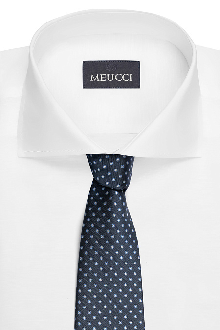 Темно-синий галстук с мелким цветным орнаментом для мужчин бренда Meucci (Италия), арт. EKM212202-107 - фото. Цвет: Темно-синий, цветной орнамент. Купить в интернет-магазине https://shop.meucci.ru
