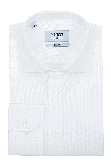 Модная мужская белая классическая рубашка арт. SL 90102 RL 10171/141266 от Meucci (Италия) - фото. Цвет: Белый, микродизайн. Купить в интернет-магазине https://shop.meucci.ru


