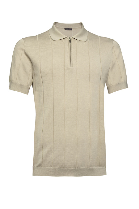 Поло из смеси хлопка, шелка и льна бежевого цвета  для мужчин бренда Meucci (Италия), арт. MEU-2616/DQSS89 - фото. Цвет: Бежевый. Купить в интернет-магазине https://shop.meucci.ru
