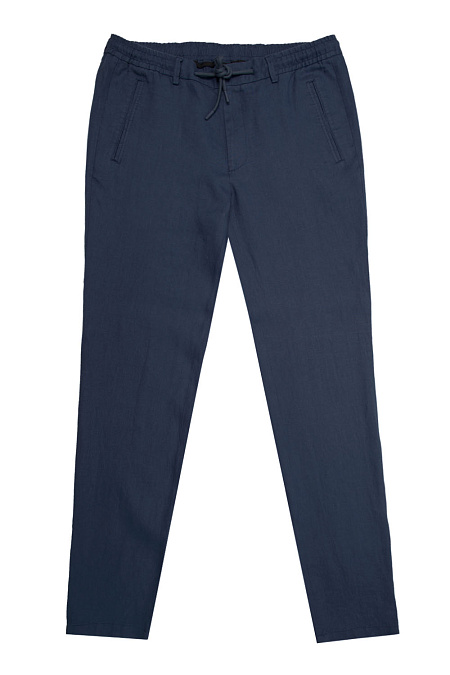 Мужские брюки темно-синие льняные  арт. SP-LP 2660 Navy Meucci (Италия) - фото. Цвет: Темно-синий. Купить в интернет-магазине https://shop.meucci.ru
