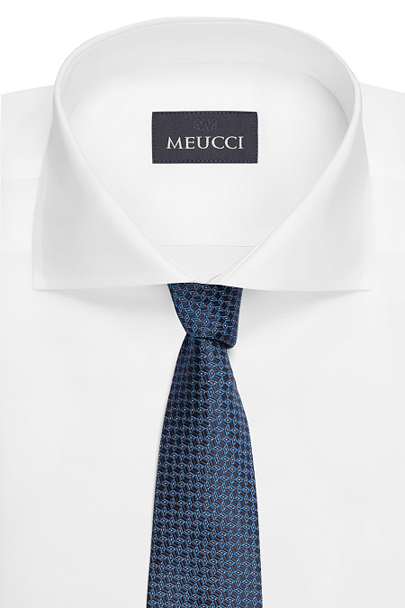 Шелковый галстук темно-синего цвета с орнаментом для мужчин бренда Meucci (Италия), арт. EKM212202-42 - фото. Цвет: Темно-синий, цветной орнамент. Купить в интернет-магазине https://shop.meucci.ru

