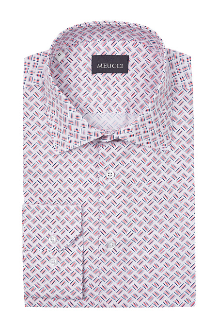 Модная мужская рубашка с цветным принтом арт. SL212019 от Meucci (Италия) - фото. Цвет: Цветной принт. Купить в интернет-магазине https://shop.meucci.ru

