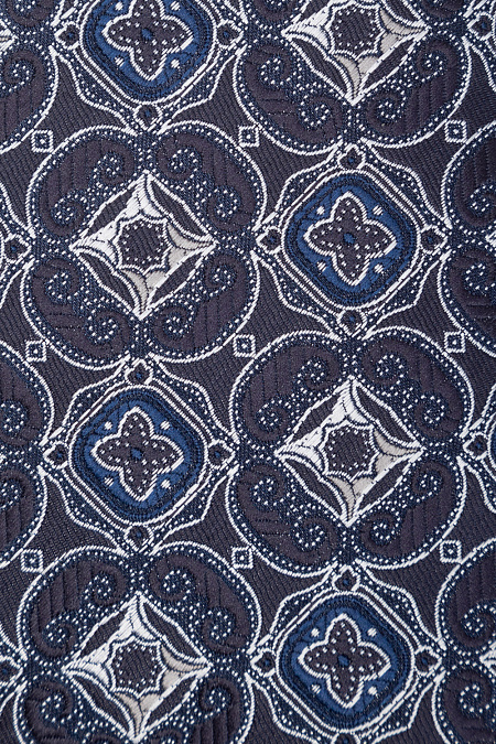 Галстук синий с орнаментом для мужчин бренда Meucci (Италия), арт. 03202006-73 - фото. Цвет: Синий с орнаментом. Купить в интернет-магазине https://shop.meucci.ru
