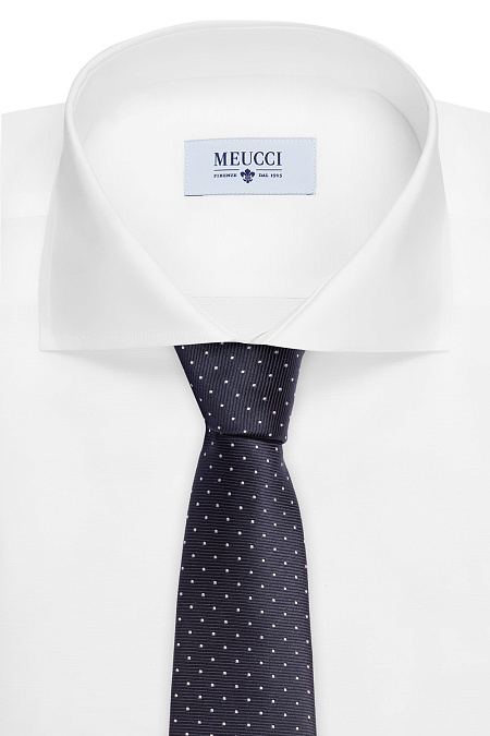 Галстук из шелка для мужчин бренда Meucci (Италия), арт. 40081/1 - фото. Цвет: Темно-синий в горошек. Купить в интернет-магазине https://shop.meucci.ru
