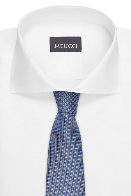 Синий галстук с орнаментом для мужчин бренда Meucci (Италия), арт. 03202006-17 - фото. Цвет: Синий с орнаментом. Купить в интернет-магазине https://shop.meucci.ru
