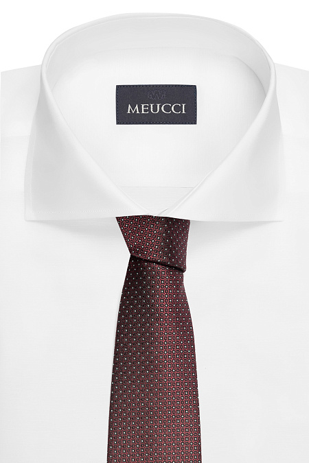 Галстук бордового цвета с орнаментом для мужчин бренда Meucci (Италия), арт. EKM212202-149 - фото. Цвет: Бордовый, орнамент. Купить в интернет-магазине https://shop.meucci.ru
