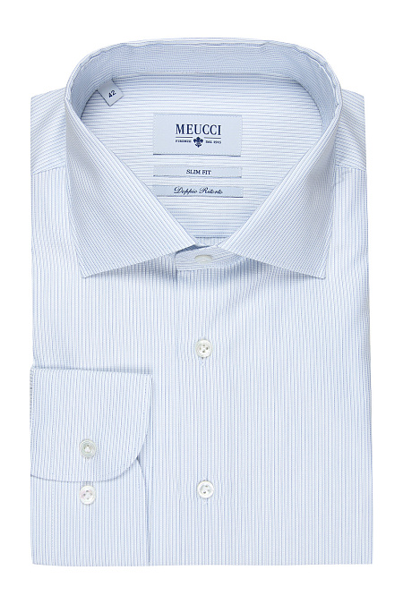 Модная мужская сорочка арт. SL 90103 R 12162/141168 от Meucci (Италия) - фото. Цвет: Голубой, микродизайн. Купить в интернет-магазине https://shop.meucci.ru

