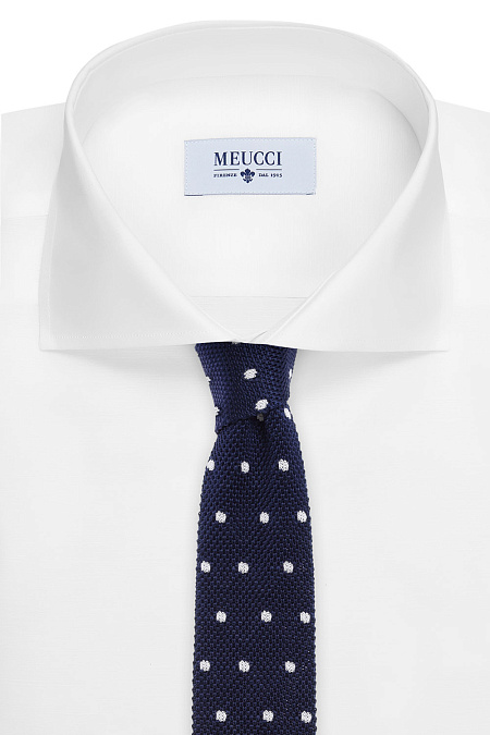 Шелковый галстук для мужчин бренда Meucci (Италия), арт. 1296/1 6 СМ. - фото. Цвет: Темно-синий. Купить в интернет-магазине https://shop.meucci.ru
