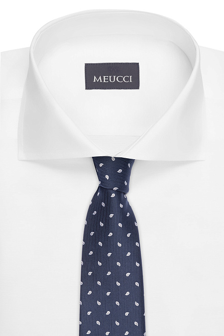 Синий галстук с орнаментом пейсли для мужчин бренда Meucci (Италия), арт. 03202006-69 - фото. Цвет: Синий с орнаментом пейсли. Купить в интернет-магазине https://shop.meucci.ru
