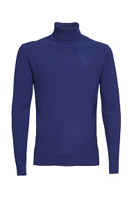 Вязаный свитер  из шерсти с кашемиром синего цвета  (CASH  T-NECK/7030/SM7056)