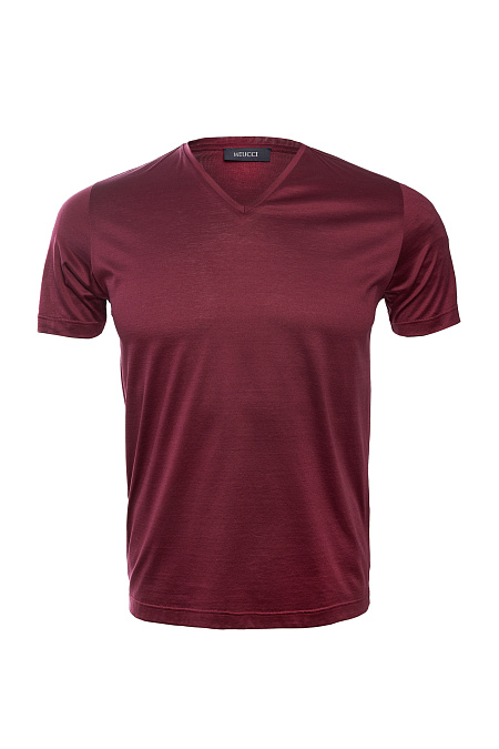 Хлопковая футболка бордового цвета для мужчин бренда Meucci (Италия), арт. 60106/74001/284 - фото. Цвет: Бордовый. Купить в интернет-магазине https://shop.meucci.ru
