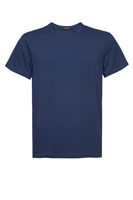 Футболка синего цвета хлопковая с добавлением лайкры  для мужчин бренда Meucci (Италия), арт. TSH 2006 INDIGO - фото. Цвет: Синий. Купить в интернет-магазине https://shop.meucci.ru
