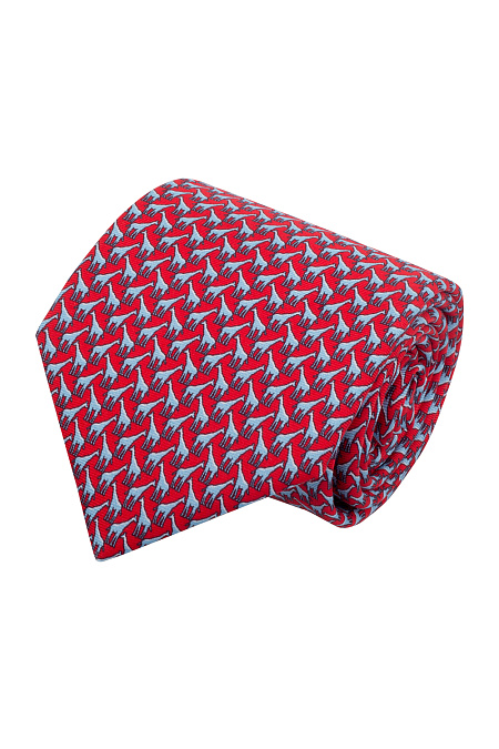 Красный галстук с орнаментом "Жирафы" для мужчин бренда Meucci (Италия), арт. 7266/1 - фото. Цвет: Красный. Купить в интернет-магазине https://shop.meucci.ru
