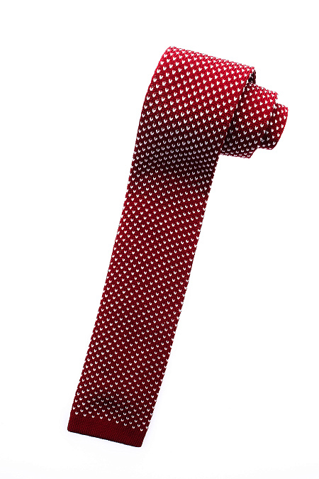 Красный вязаный галстук с орнаментом для мужчин бренда Meucci (Италия), арт. 1294/6 - фото. Цвет: Красный. Купить в интернет-магазине https://shop.meucci.ru
