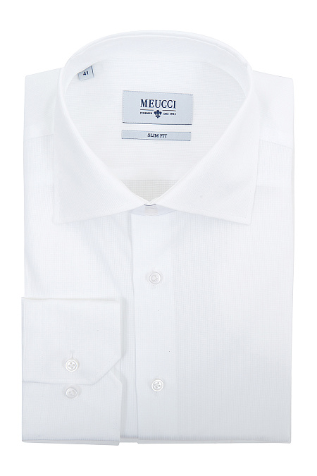 Модная мужская классическая белая рубашка арт. SL 9202302 RL 10172/151299 от Meucci (Италия) - фото. Цвет: Белый микродизайн. Купить в интернет-магазине https://shop.meucci.ru

