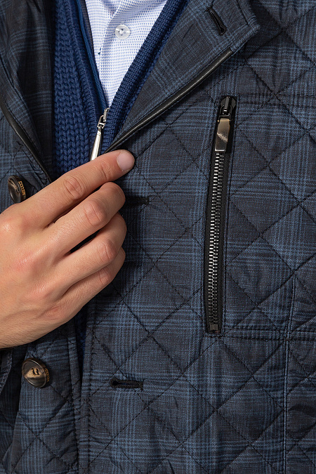 Легкая куртка для мужчин бренда Meucci (Италия), арт. 9018/2 - фото. Цвет: Темно-синий в клетку. Купить в интернет-магазине https://shop.meucci.ru
