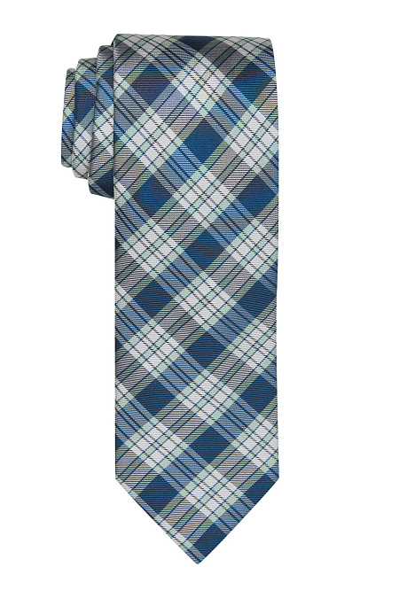 Синий галстук в крупную клетку для мужчин бренда Meucci (Италия), арт. 89121/4 - фото. Цвет: Сине-зеленая клетка. Купить в интернет-магазине https://shop.meucci.ru
