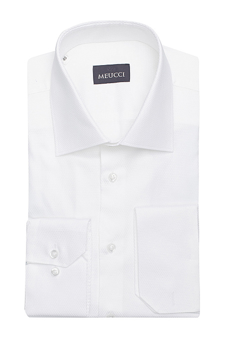 Рубашка белая с универсальным манжетом для мужчин бренда Meucci (Италия), арт. SL 902020 RA BAS 0191/182009 - фото. Цвет: Белый, микродизайн. Купить в интернет-магазине https://shop.meucci.ru
