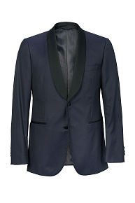 Церемониальный пиджак темно-синего цвета из смеси шерсти и шелка (K101)