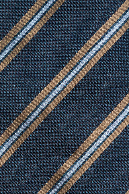 Темно-синий шелковый галстук в косую полоску для мужчин бренда Meucci (Италия), арт. EKM212202-47 - фото. Цвет: Темно-синий, цветная полоска. Купить в интернет-магазине https://shop.meucci.ru
