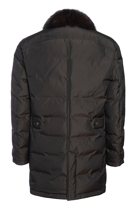 Удлиненный пуховик-пальто  для мужчин бренда Meucci (Италия), арт. 7101 - фото. Цвет: Темно-коричневый с зеленоватым отливом. Купить в интернет-магазине https://shop.meucci.ru
