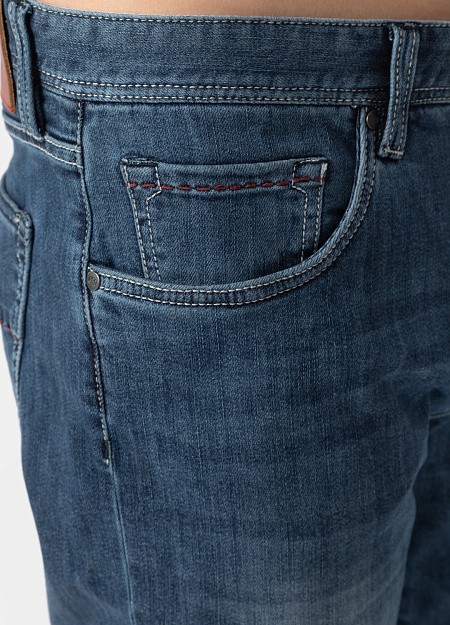 Мужские брендовые джинсы  арт. NLTR REG 1901 Meucci (Италия) - фото. Цвет: Синий с потёртостью. Купить в интернет-магазине https://shop.meucci.ru

