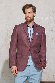 Бордовый пиджак из смеси шерсти, шелка и льна (MI 1200181/11608)