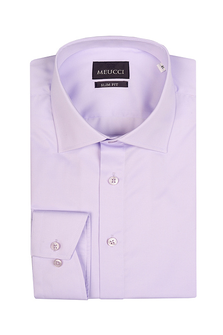Модная мужская рубашка с длинным рукавом лилового цвета  арт. SL 0191200714 R BAS/220229 от Meucci (Италия) - фото. Цвет: Лиловый.
