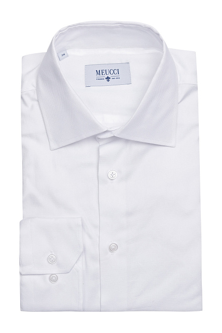 Модная мужская классическая белая рубашка с микродизайном арт. SL 90202 RL BAS0193/141714 от Meucci (Италия) - фото. Цвет: Белый. Купить в интернет-магазине https://shop.meucci.ru

