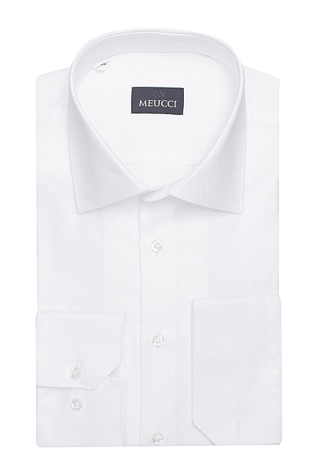 Рубашка белая с универсальным манжетом  для мужчин бренда Meucci (Италия), арт. SL 902020 RA BAS 0191/182004 - фото. Цвет: Белый, микродизайн. Купить в интернет-магазине https://shop.meucci.ru
