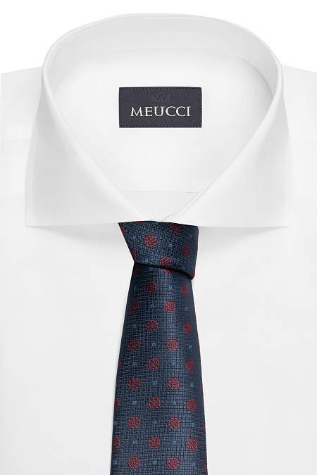 Темно-синий галстук с цветным орнаментом для мужчин бренда Meucci (Италия), арт. EKM212202-137 - фото. Цвет: Синий, цветной орнамент. Купить в интернет-магазине https://shop.meucci.ru
