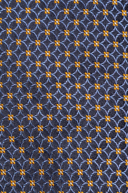Темно-синий галстук из шелка с мелким цветным орнаментом для мужчин бренда Meucci (Италия), арт. EKM212202-78 - фото. Цвет: Темно-синий, цветной орнамент. Купить в интернет-магазине https://shop.meucci.ru
