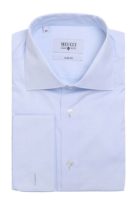 Модная мужская голубая рубашка под запонки арт. SL 90104 RL 12162/141158Z от Meucci (Италия) - фото. Цвет: Голубой. Купить в интернет-магазине https://shop.meucci.ru

