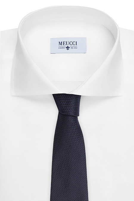 Темно-синий галстук с микродизайном для мужчин бренда Meucci (Италия), арт. J1448/1 - фото. Цвет: Темно-синий. Купить в интернет-магазине https://shop.meucci.ru

