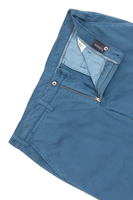 Мужские брендовые хлопковые брюки синего цвета  арт. 1350/01502/503 Meucci (Италия) - фото. Цвет: Синий. Купить в интернет-магазине https://shop.meucci.ru
