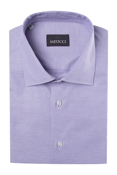 Модная мужская рубашка сиреневая с коротким рукавом арт. SL 90202 R BAS 4191/141932K от Meucci (Италия) - фото. Цвет: Сиреневый, микродизайн. Купить в интернет-магазине https://shop.meucci.ru

