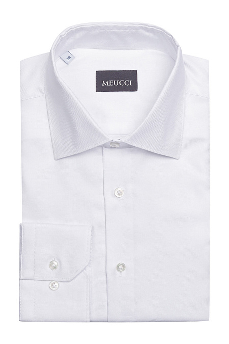 Модная мужская классическая рубашка из хлопка с микродизайном арт. SL 90202 RL BAS 0193/141726 от Meucci (Италия) - фото. Цвет: Белый, микродизайн. Купить в интернет-магазине https://shop.meucci.ru


