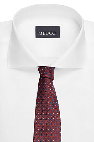 Бордовый галстук из шелка с цветным орнаментом (EKM212202-31)