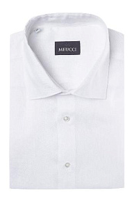 Рубашка белая из льна с коротким рукавом (SL 90202 R BAS 0191/141937K)