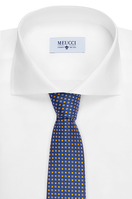 Галстук из шелка для мужчин бренда Meucci (Италия), арт. 7164/2 - фото. Цвет: Синий с рисунком. Купить в интернет-магазине https://shop.meucci.ru
