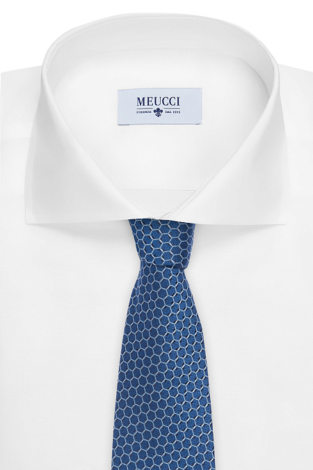 Ярко-синий галстук с орнаментом и микродизайном для мужчин бренда Meucci (Италия), арт. 8139/1 - фото. Цвет: Синий. Купить в интернет-магазине https://shop.meucci.ru
