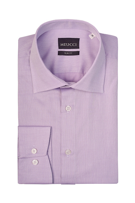 Модная мужская рубашка сиреневая с микродизайном  арт. SL 9020 R 0191 BAS/231140 от Meucci (Италия) - фото. Цвет: Сиреневый, микродизайн.
